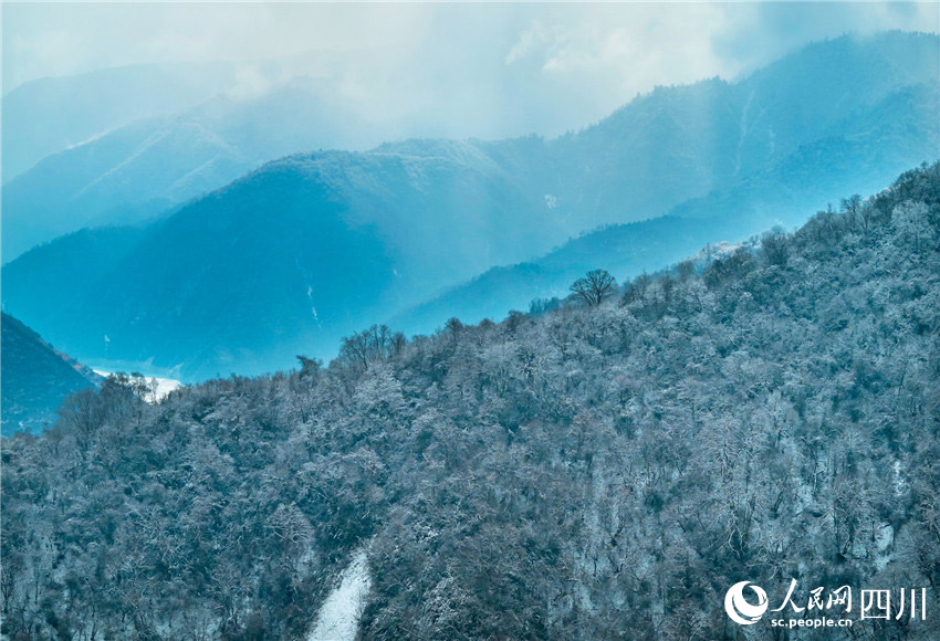 群山銀裝素裹。胡宇攝
